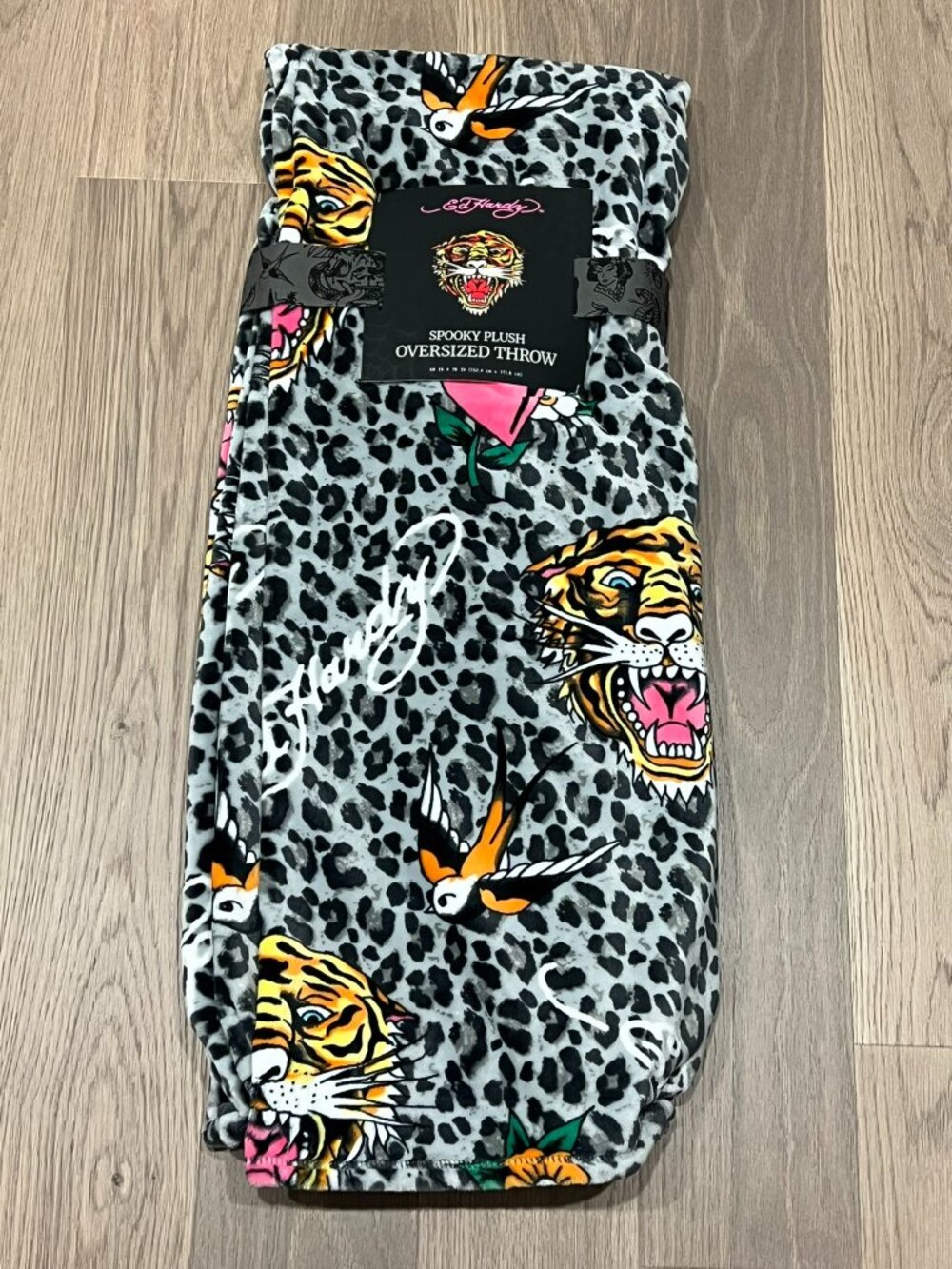 ED HARDY Throw Blanket 60x70 Tiger Bird Floral Cheetah Leopard Y2K Tattoo Spooky